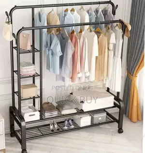 Freestanding Heavy Duty Unique Double Pole Clothes Rack