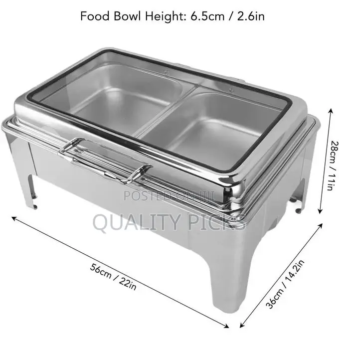 9L Double Compartment Rectangular Buffet Warming Tray
