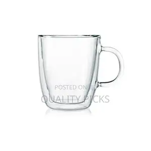 6 Piece Double Wall Glass Coffee Mugs Set With Handle