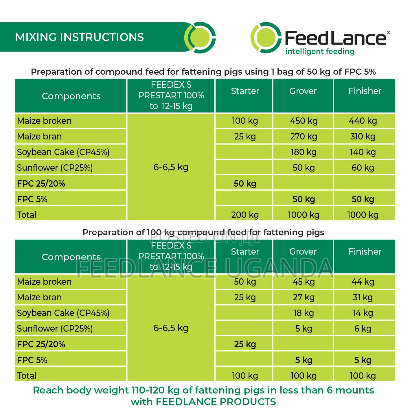 Feedlance Pig Concentrate 5% - For Fattening Pigs