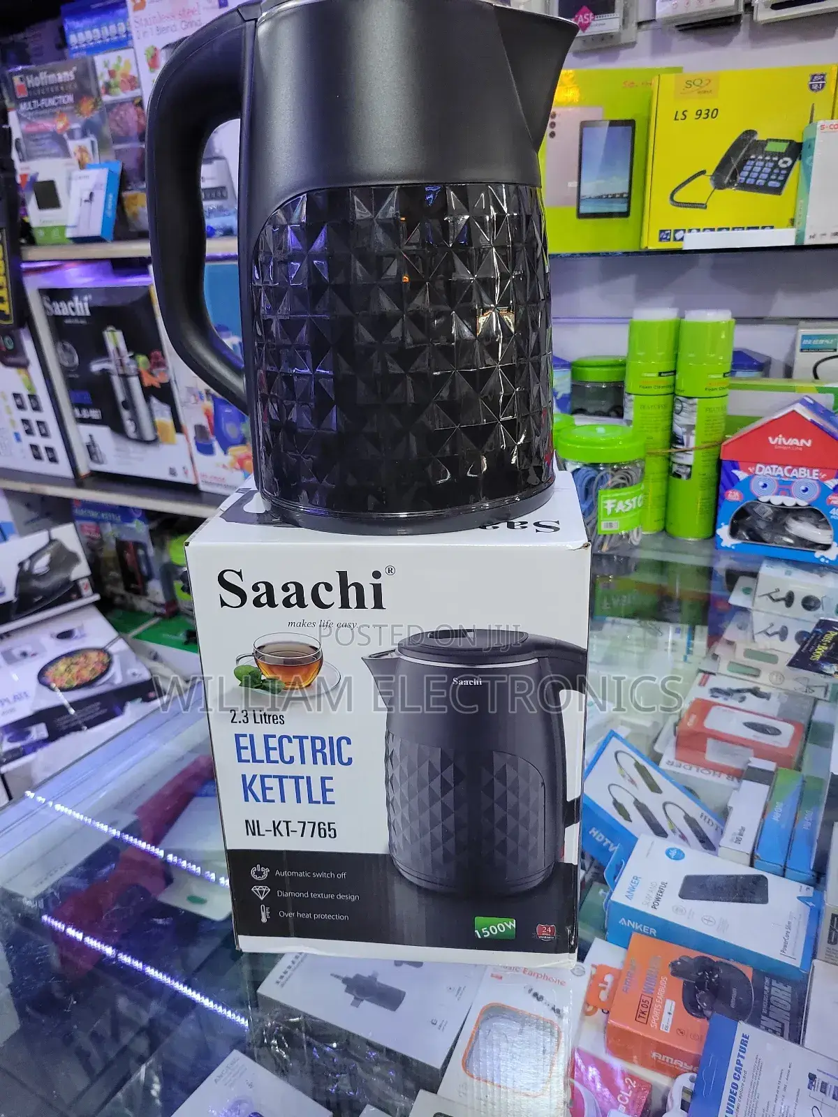 Black Saachi Electric Kettle 2.3l/1500w Electric Kettle