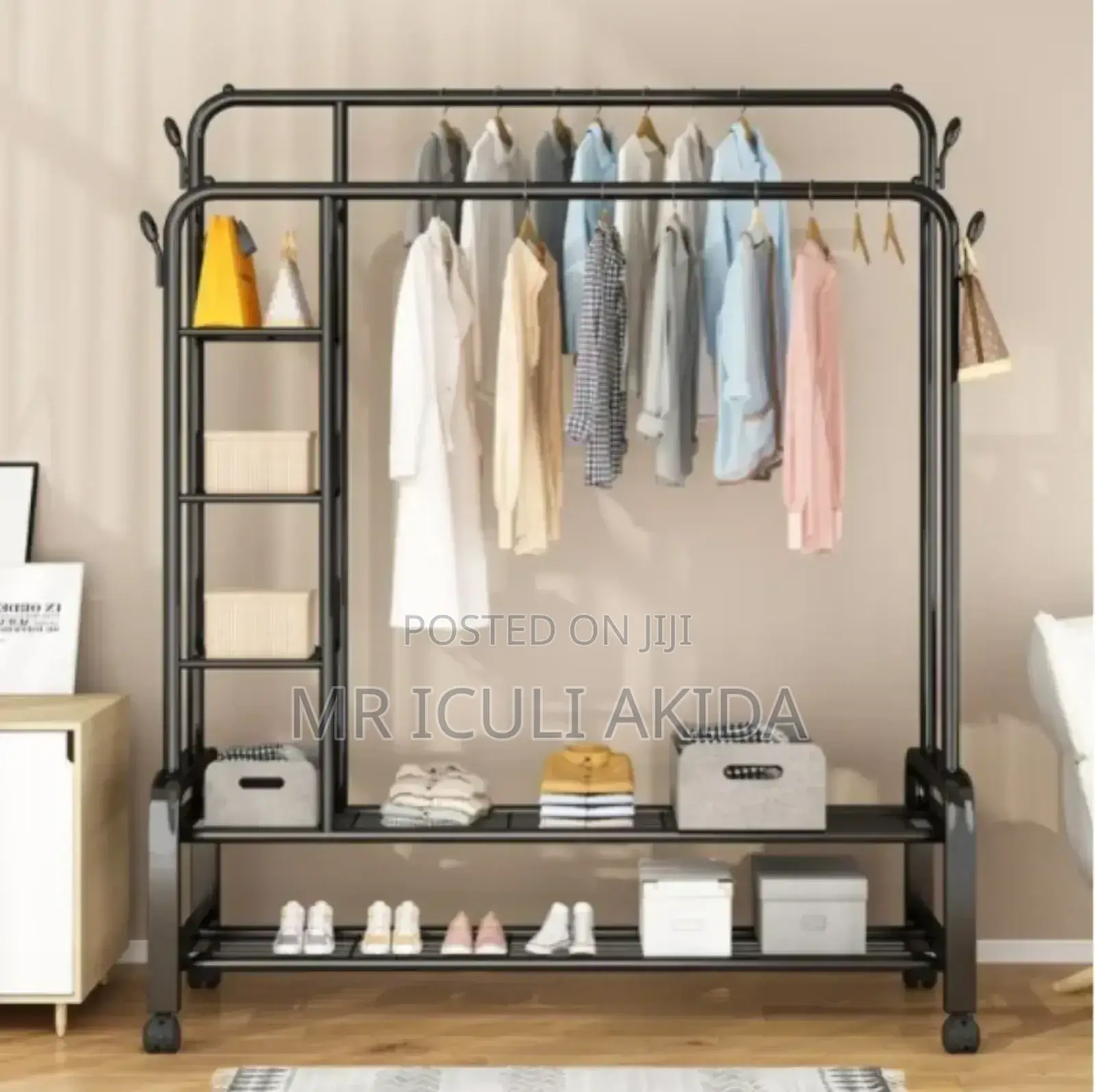 Modern Metal Durable Clothes Hanger WTH Shoe Rack Space