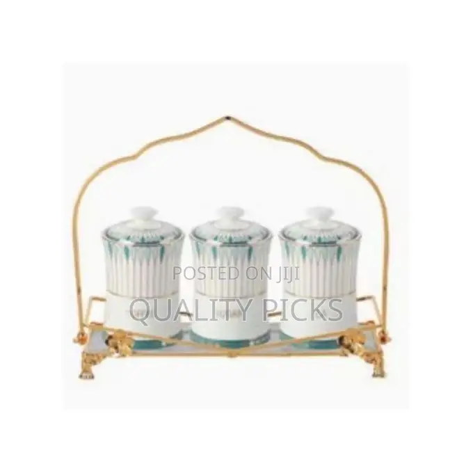 Life Smile 3 Piece Ceramic Sugar Bowl Coffee Tea Canister