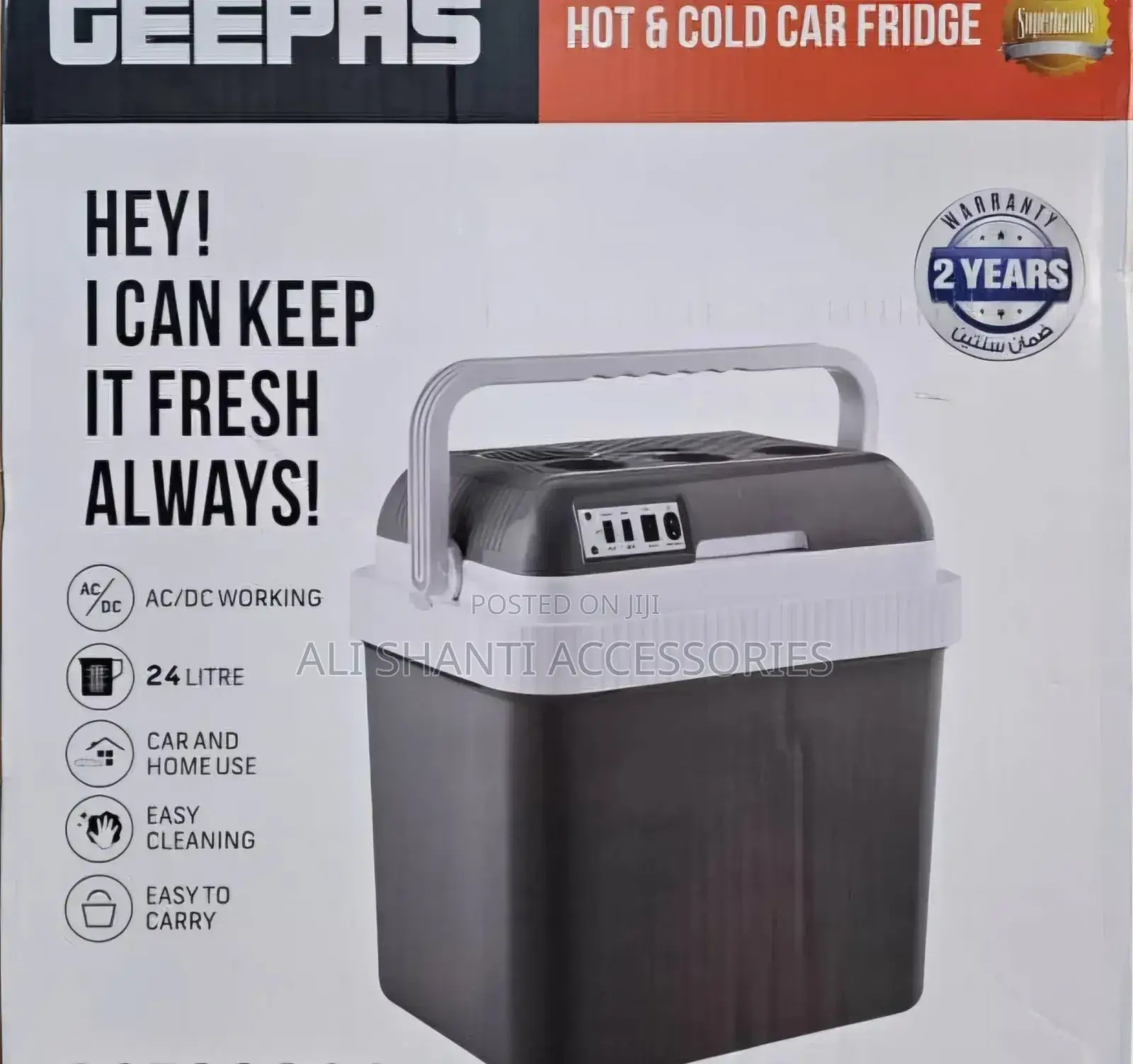 Portable Hand Travel Hot and Cold Car Fridge 24.L Geepas