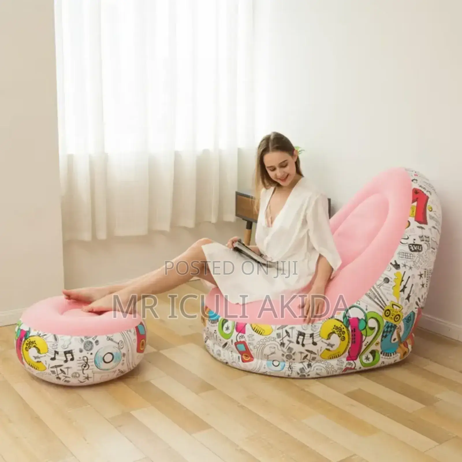 Lazy Silla Inflatable Air Sofa With Footrest and It's Pump