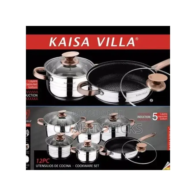 Kaisa Villa 12 Pieces Flash Heavy Stainless Steel Saucepans