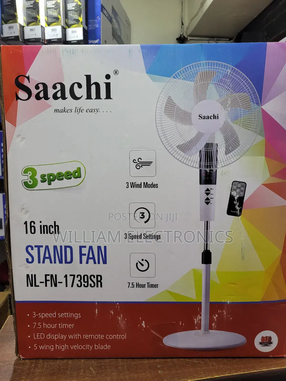 7.5 Hour Timer Saachi Stand Fan/Remote Control Stand Fan