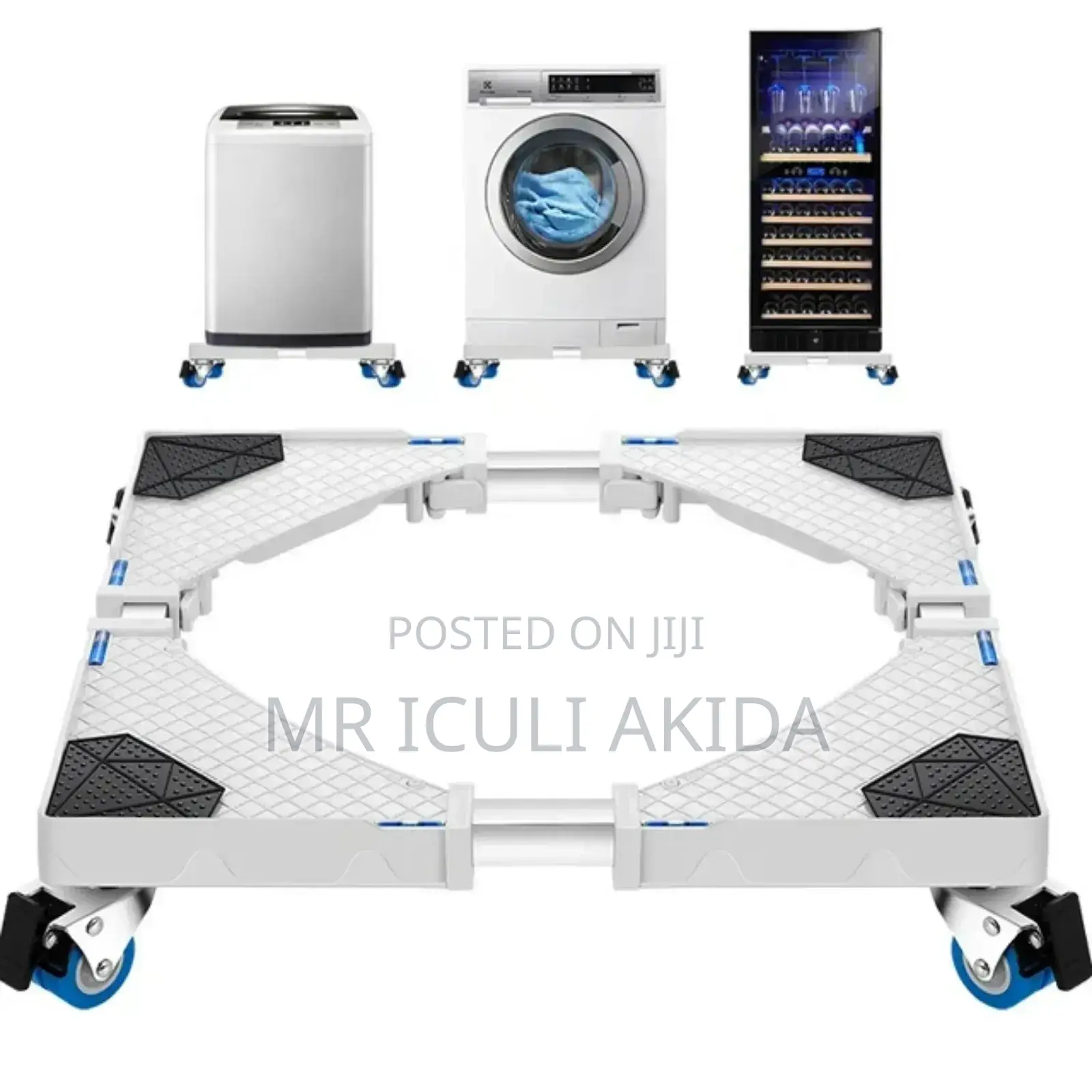 Adjustable Fridge/Washing Machine Stand With Lockable Tyres