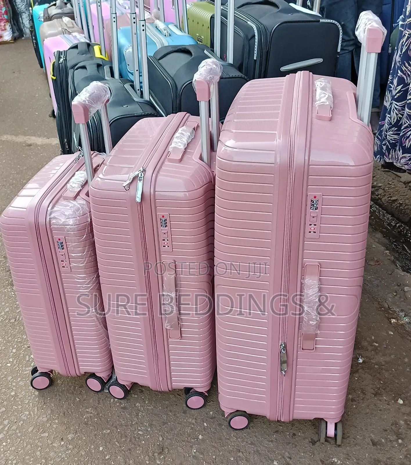 3pcs Rubber Trolley Suitcase