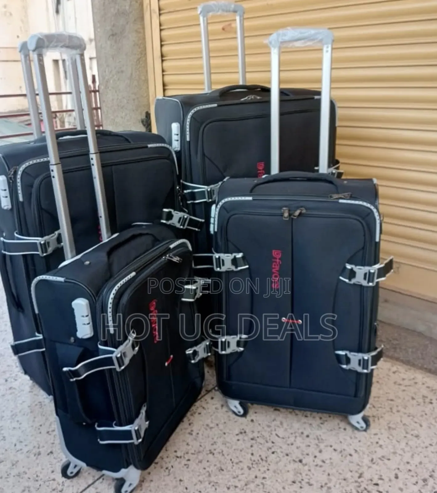 4pcs Strong Fabric Cloth Travel Suitcases - Black