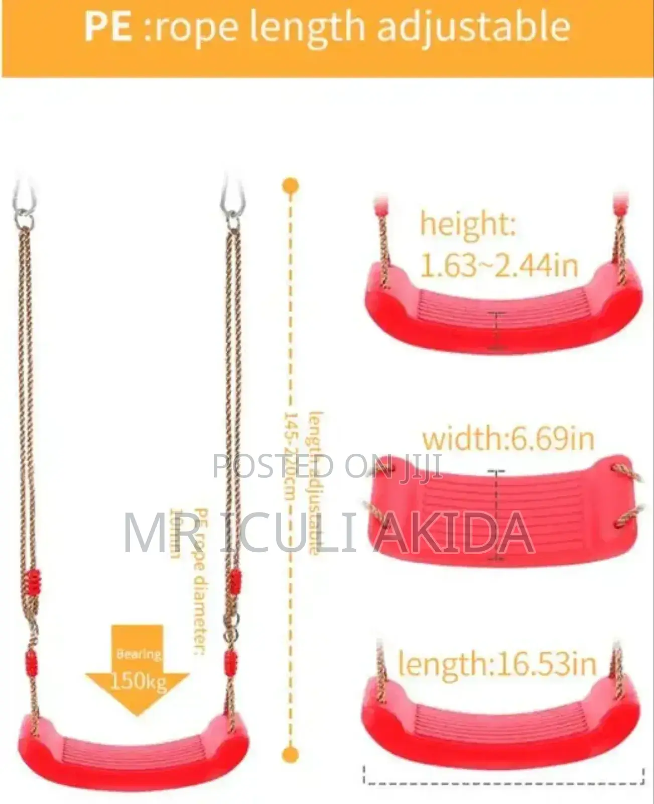 Modern Kids Play Swing With Adjustable PE Rope Upto 150kgs