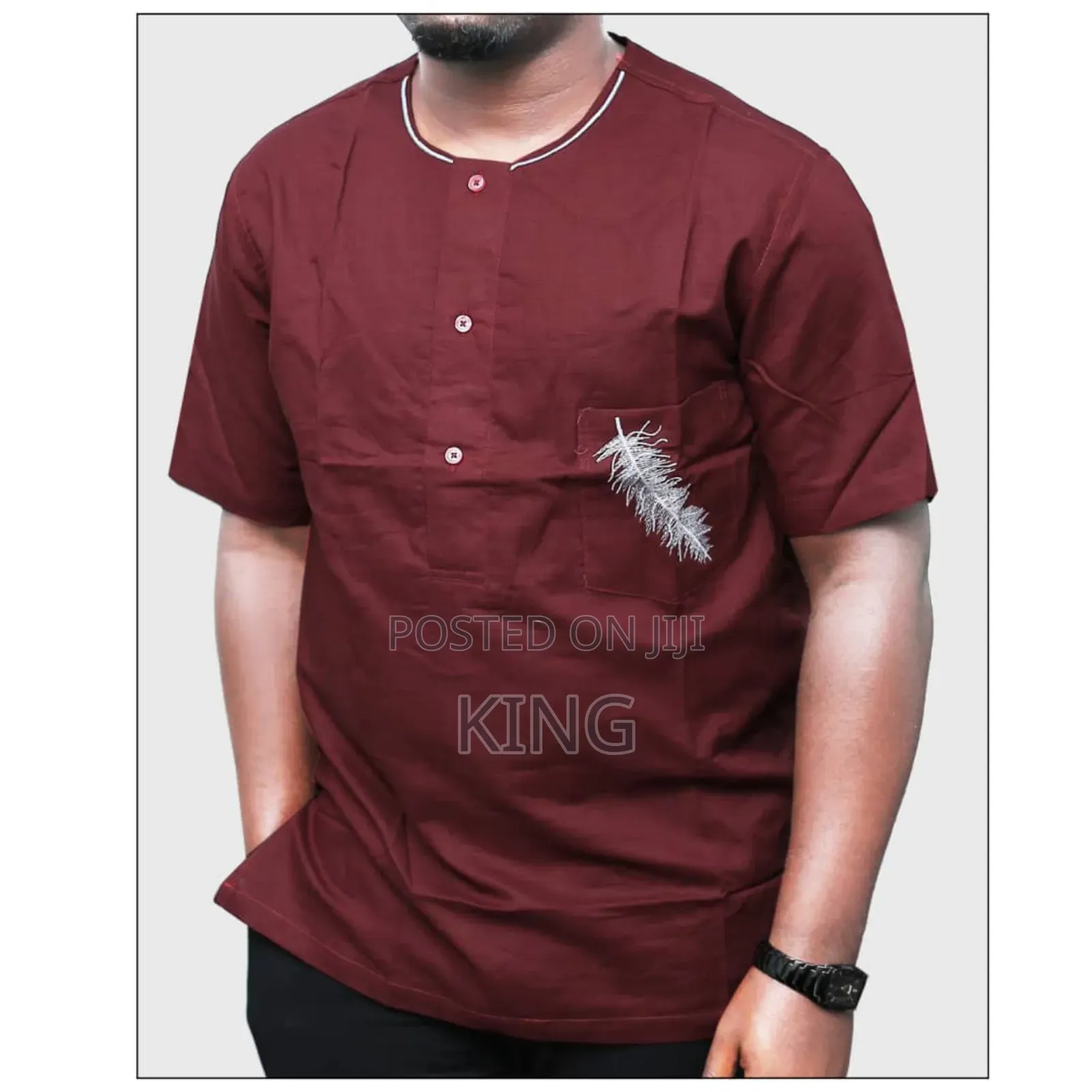 Kitengi African Wear Shirt. Maroon Kaftan