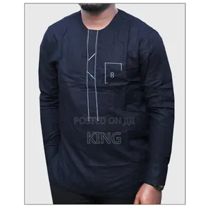 Photo - Kitengi African Wear Shirt. Navy Blue Kaftan