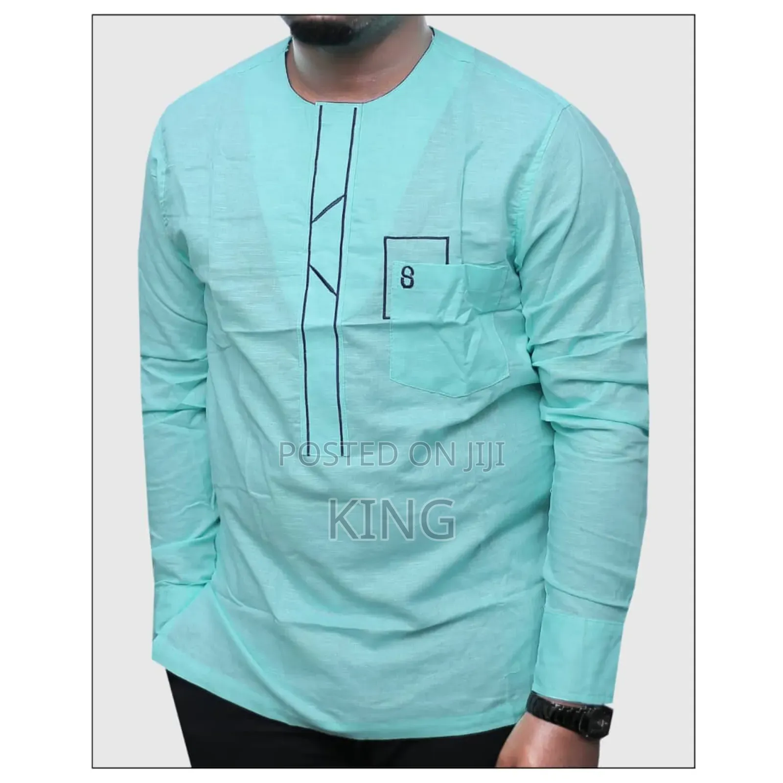 Kitengi African Wear Shirt. Lit Green Kaftan