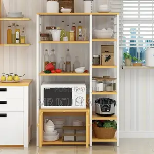 Modern Kitchen Shelf With Drawer,Basket Microwave Storage