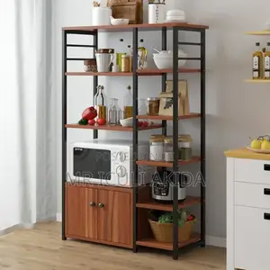 Modern Kitchen Shelf With Drawer,Basket Microwave Storage