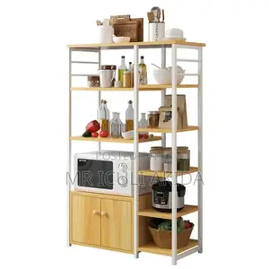 Modern Kitchen Shelf With Drawer,Basket Microwave Storage