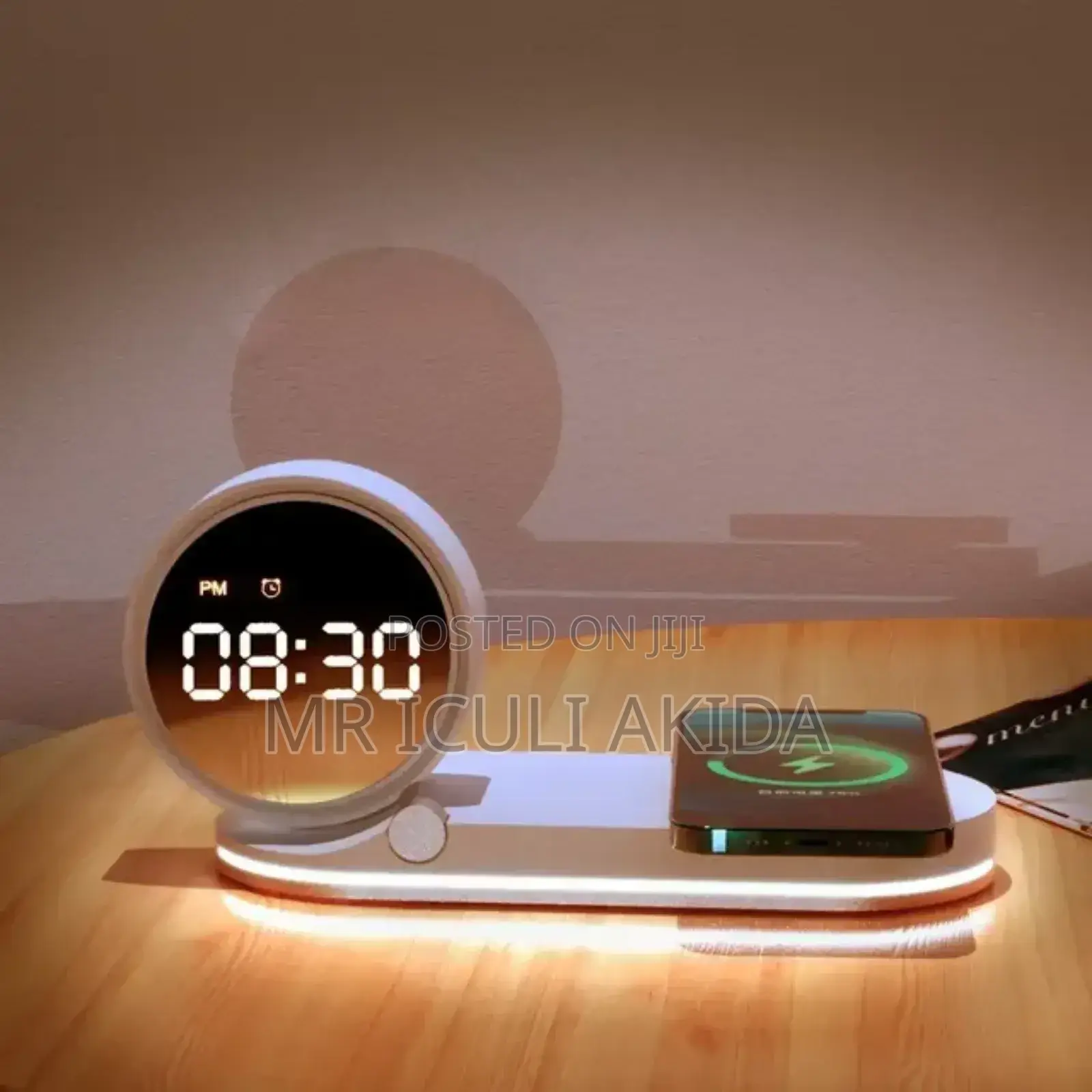 3in1 Wireless Charger WTH Night Light Digital Alarm Clock
