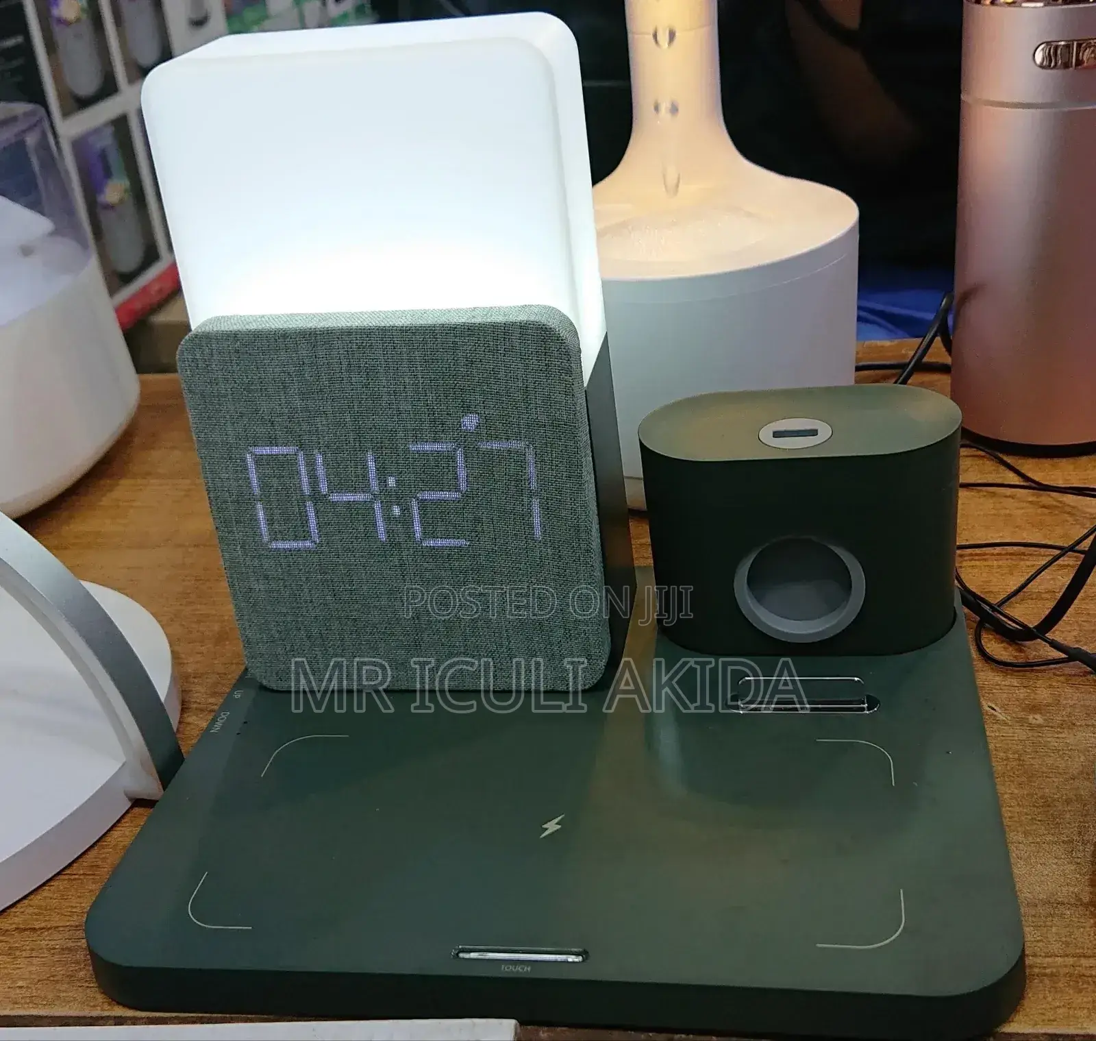Wireless Charger WTH Digital Alarm Clock Warm Night Light