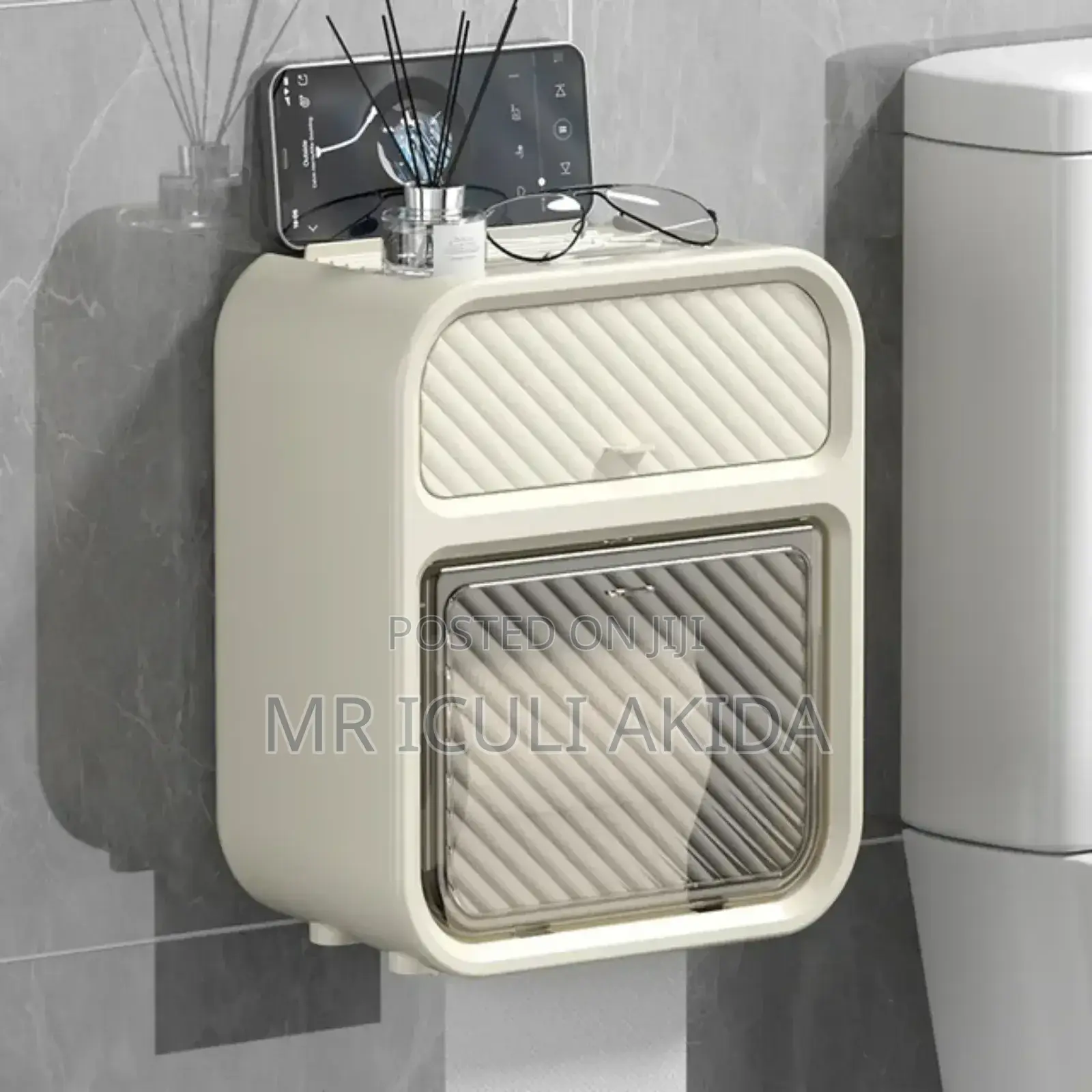 Self Adhesive Tissue/Toilet Paper Holder With Storage Box