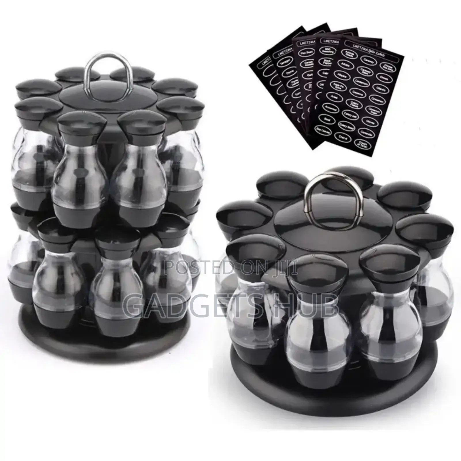 Condiment Set With 360 Rotating Spice Jar Rack