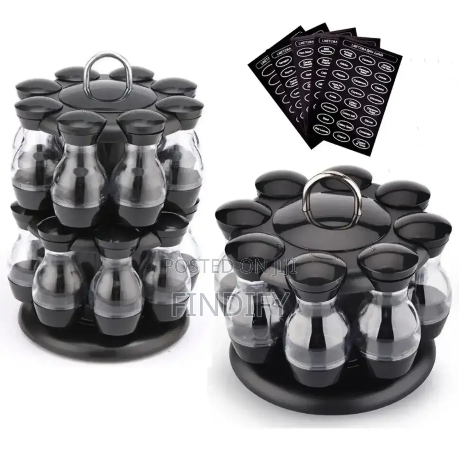 Condiment Set With 360 Rotating Spice Jar Rack