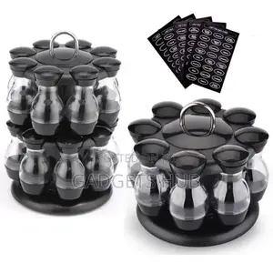 Condiment Set With 360 Rotating Spice Jar Rack