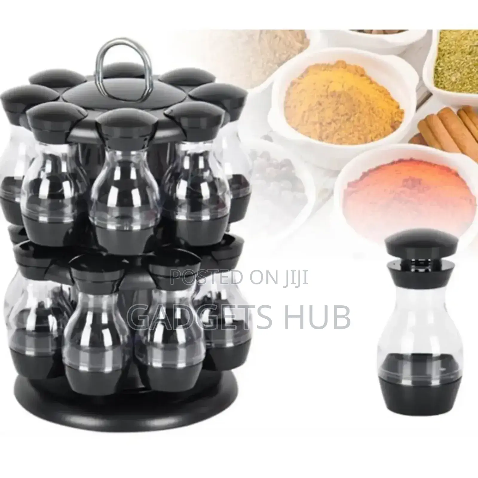 Condiment Set With 360 Rotating Spice Jar Rack