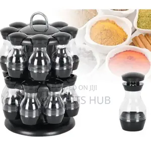Condiment Set With 360 Rotating Spice Jar Rack