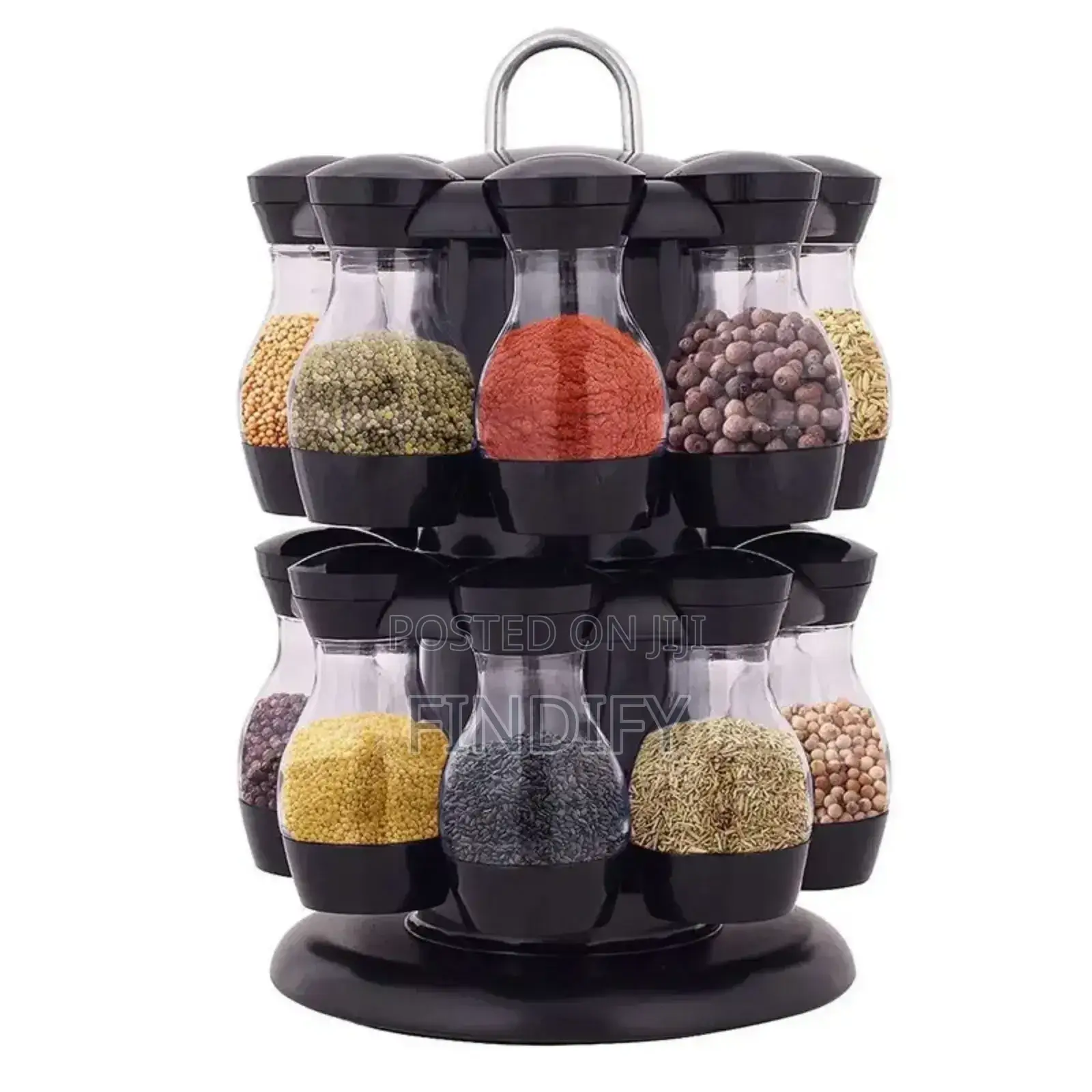 Condiment Set With 360 Rotating Spice Jar Rack