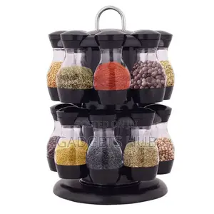 Condiment Set With 360 Rotating Spice Jar Rack