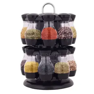 Condiment Set With 360 Rotating Spice Jar Rack