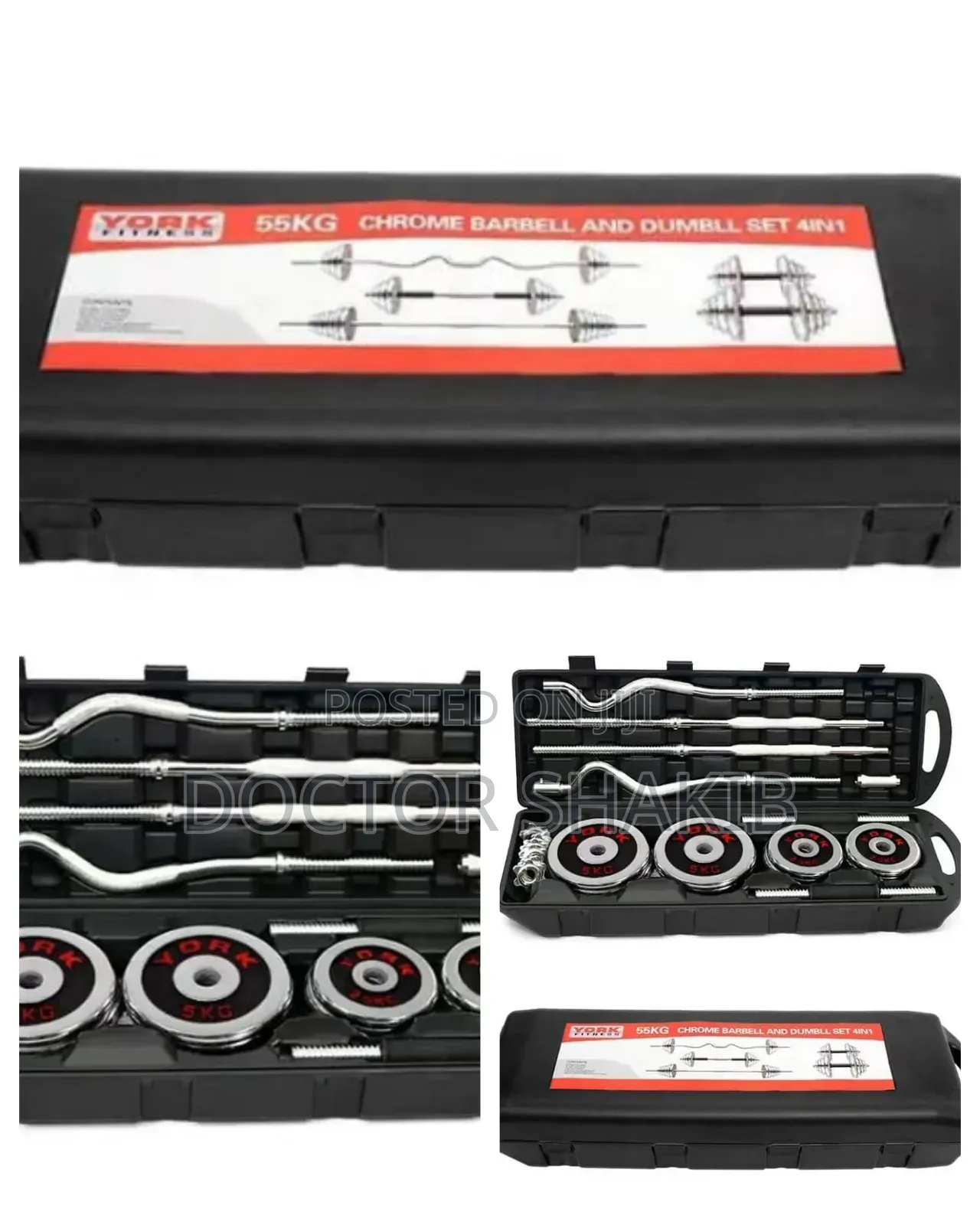 Chrome Barbell and Dumbbell Set 4-in-1