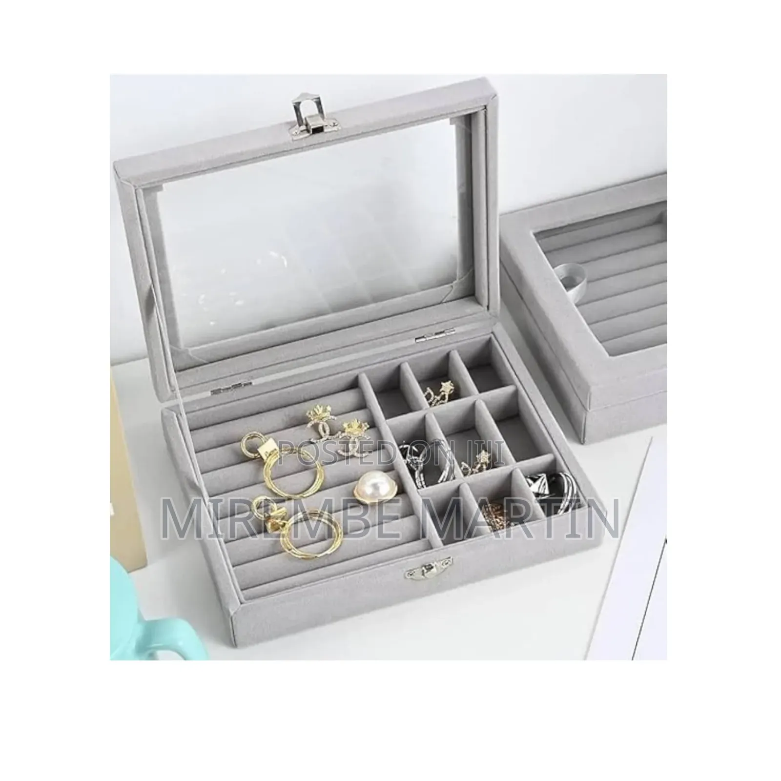 Grey Jewelry Storage Box.