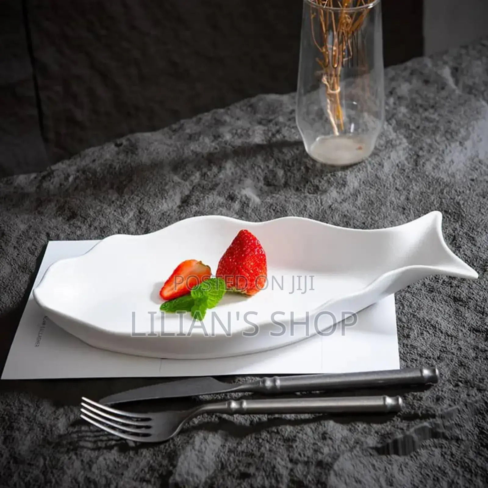 Ceramic Fish Serving Plate -White