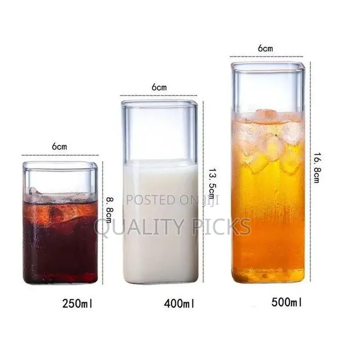 250ml 400ml 500ml 3 Pieces of Heat Resistant Square Glass