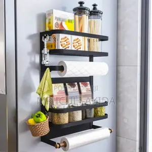 Magnetic Fridge Spice Rack Organiser With Paper Towel Holder