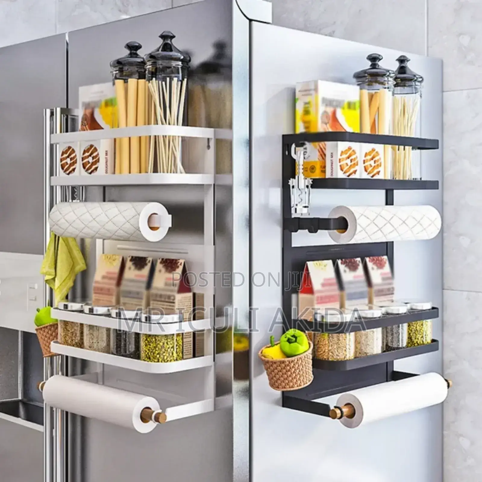 Magnetic Fridge Spice Rack Organiser With Paper Towel Holder
