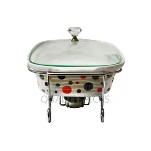 Dotted Rectangle Serving Dishes/Warmer – White
