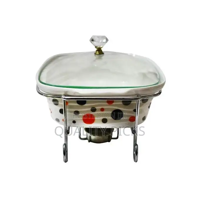Dotted Rectangle Serving Dishes/Warmer – White