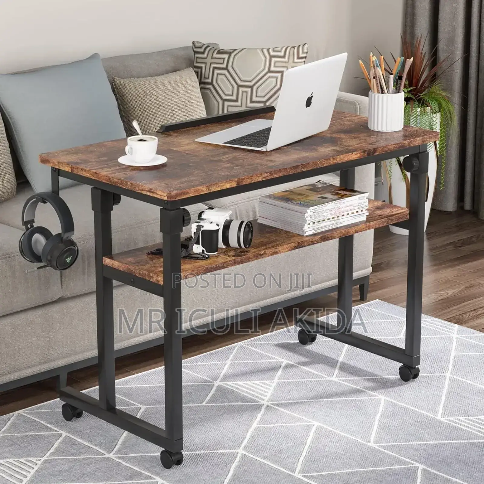 Portable Height Adjusted Wheels Laptop Bedside Table/Stand