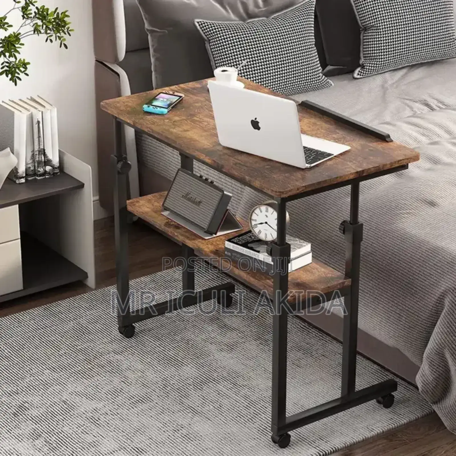 Portable Height Adjusted Wheels Laptop Bedside Table/Stand