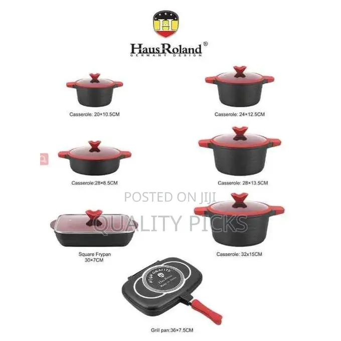 13pcs Die-Casting Saucepans Cooking Pot With Grill Pan