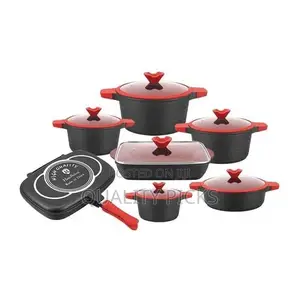 13pcs Die-Casting Saucepans Cooking Pot With Grill Pan