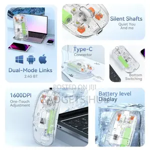 Turtle Wireless Mouse Gray Transparent