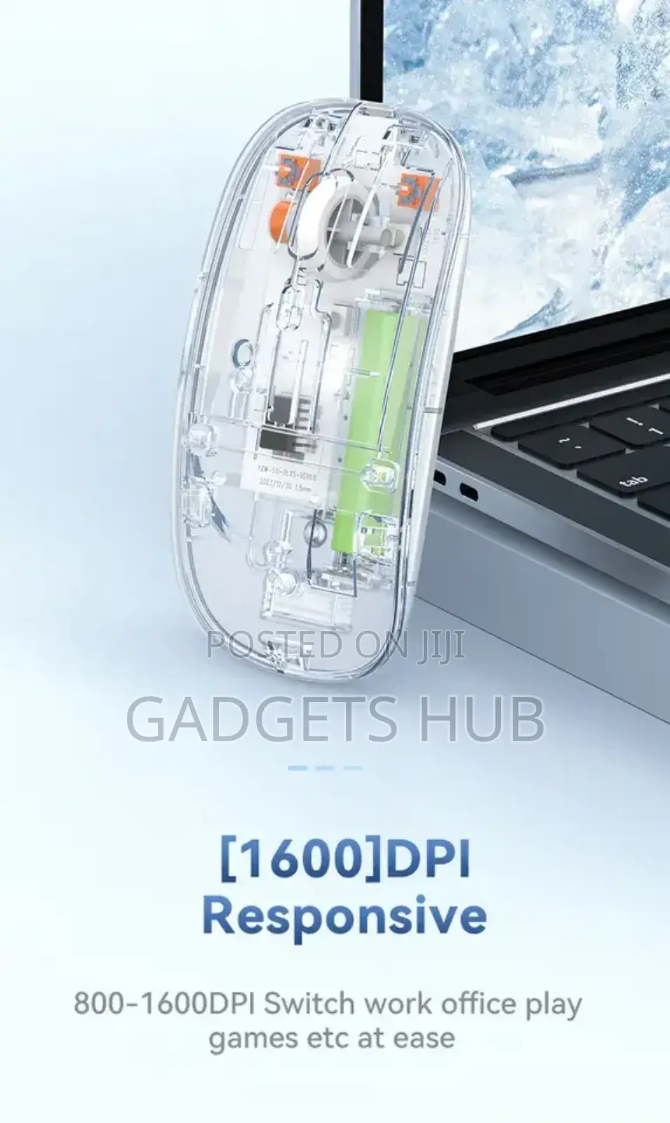 Turtle Wireless Mouse Gray Transparent