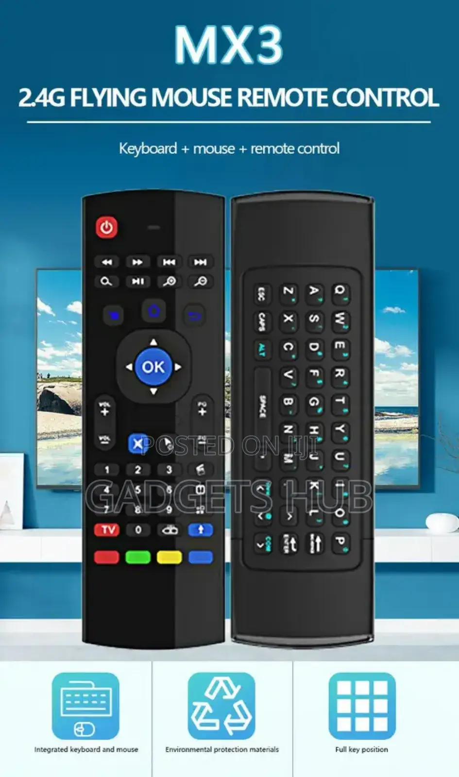 MX3 Air Mouse 2.4G RF Wireless Keyboard Smart
Remote Control