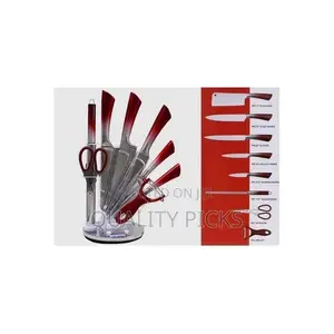 9 Piece Stainless Steel Rotating Stand Kitchen Knife Set