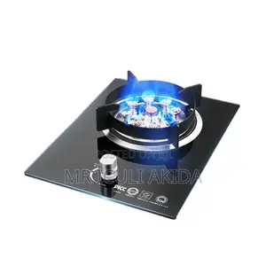 Black Countertop 9head Glass Panel Tempered Gas Burner Stove