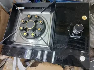 Black Countertop 9head Glass Panel Tempered Gas Burner Stove